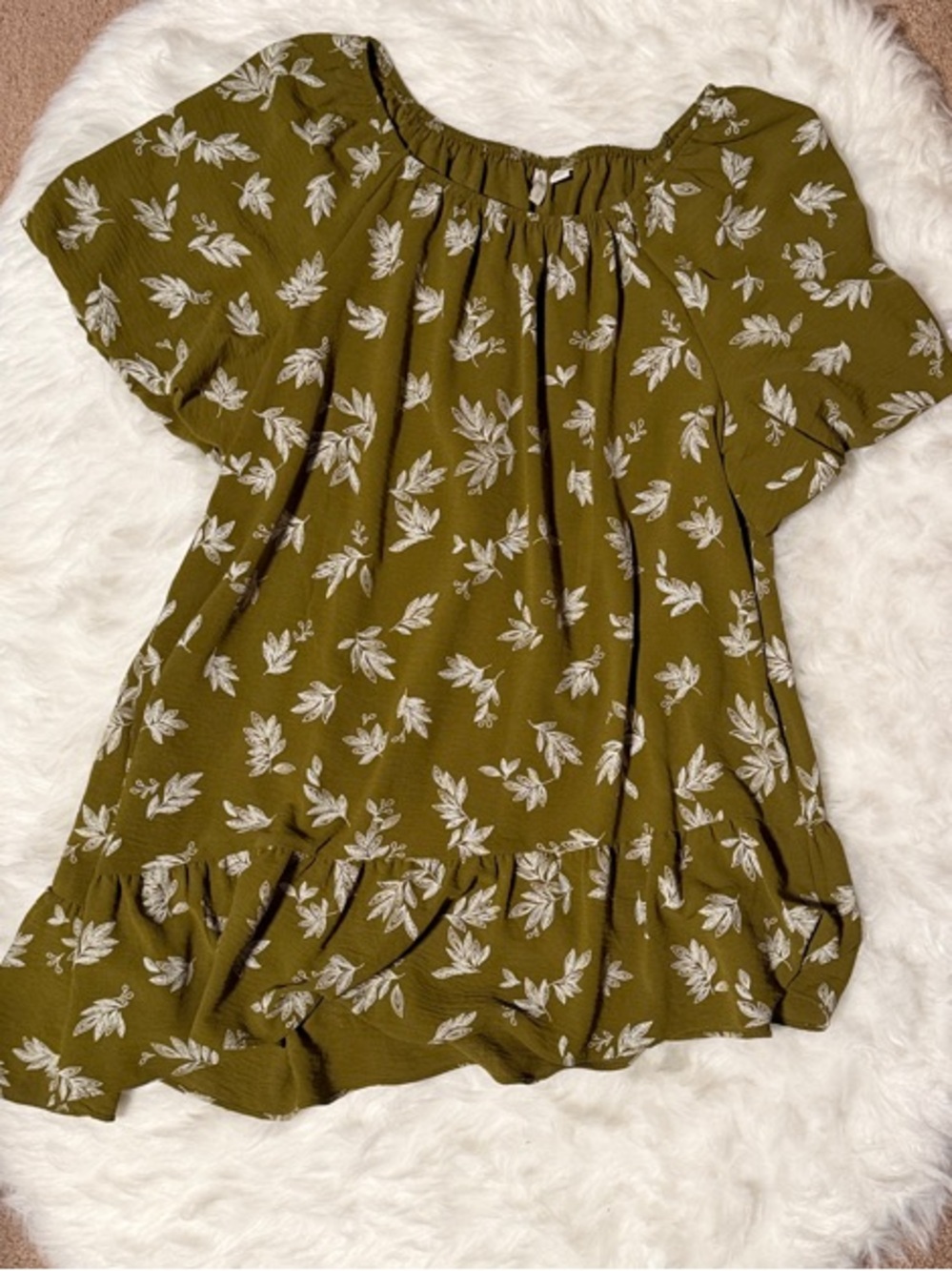 Cato Olive Green Floral Peplum Tunic